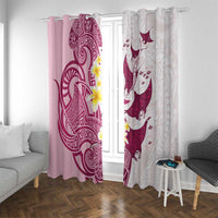 Maori Manta Ray Plumeria Royal Pink Window Curtain LT01 With Grommets Pink - Polynesian Pride