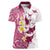 Maori Manta Ray Plumeria Royal Pink Women Polo Shirt