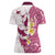 Maori Manta Ray Plumeria Royal Pink Women Polo Shirt