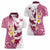 Maori Manta Ray Plumeria Royal Pink Women Polo Shirt