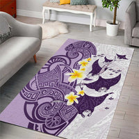 Maori Manta Ray Plumeria Deep Purple Area Rug LT01 - Polynesian Pride
