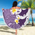 Maori Manta Ray Plumeria Deep Purple Beach Blanket