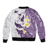 Maori Manta Ray Plumeria Deep Purple Bomber Jacket LT01 - Polynesian Pride