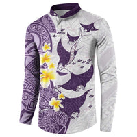 Maori Manta Ray Plumeria Deep Purple Button Sweatshirt LT01 - Polynesian Pride