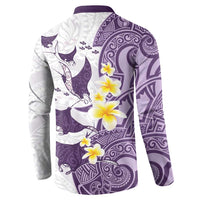 Maori Manta Ray Plumeria Deep Purple Button Sweatshirt LT01 - Polynesian Pride