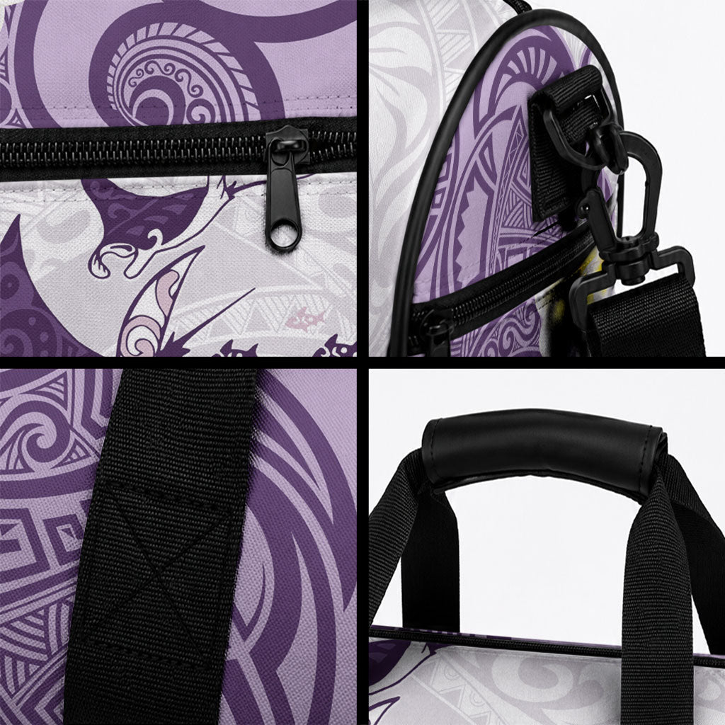 Maori Manta Ray Plumeria Deep Purple Duffle Bag LT01 - Polynesian Pride
