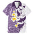 Maori Manta Ray Plumeria Deep Purple Family Matching Long Sleeve Bodycon Dress and Hawaiian Shirt