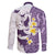 Maori Manta Ray Plumeria Deep Purple Family Matching Long Sleeve Bodycon Dress and Hawaiian Shirt