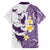 Maori Manta Ray Plumeria Deep Purple Family Matching Off The Shoulder Long Sleeve Dress and Hawaiian Shirt