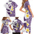 Maori Manta Ray Plumeria Deep Purple Family Matching Short Sleeve Bodycon Dress and Hawaiian Shirt