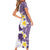 Maori Manta Ray Plumeria Deep Purple Family Matching Short Sleeve Bodycon Dress and Hawaiian Shirt