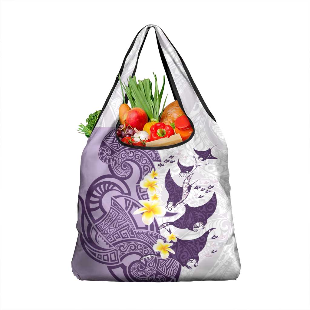 Maori Manta Ray Plumeria Deep Purple Grocery Bag LT01 1-pack One Size Purple - Polynesian Pride