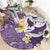 Maori Manta Ray Plumeria Deep Purple Round Carpet