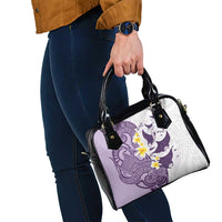 Maori Manta Ray Plumeria Deep Purple Shoulder Handbag LT01 - Polynesian Pride
