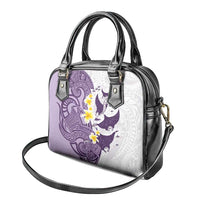 Maori Manta Ray Plumeria Deep Purple Shoulder Handbag LT01 - Polynesian Pride