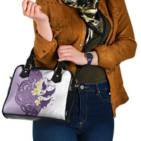 Maori Manta Ray Plumeria Deep Purple Shoulder Handbag LT01 - Polynesian Pride