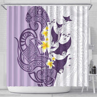 Maori Manta Ray Plumeria Deep Purple Shower Curtain LT01 - Polynesian Pride
