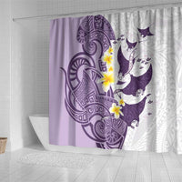 Maori Manta Ray Plumeria Deep Purple Shower Curtain LT01 - Polynesian Pride