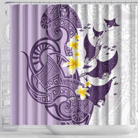 Maori Manta Ray Plumeria Deep Purple Shower Curtain LT01 - Polynesian Pride