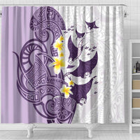Maori Manta Ray Plumeria Deep Purple Shower Curtain LT01 - Polynesian Pride