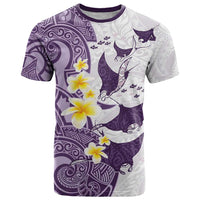 Maori Manta Ray Plumeria Deep Purple T Shirt LT01 Purple - Polynesian Pride