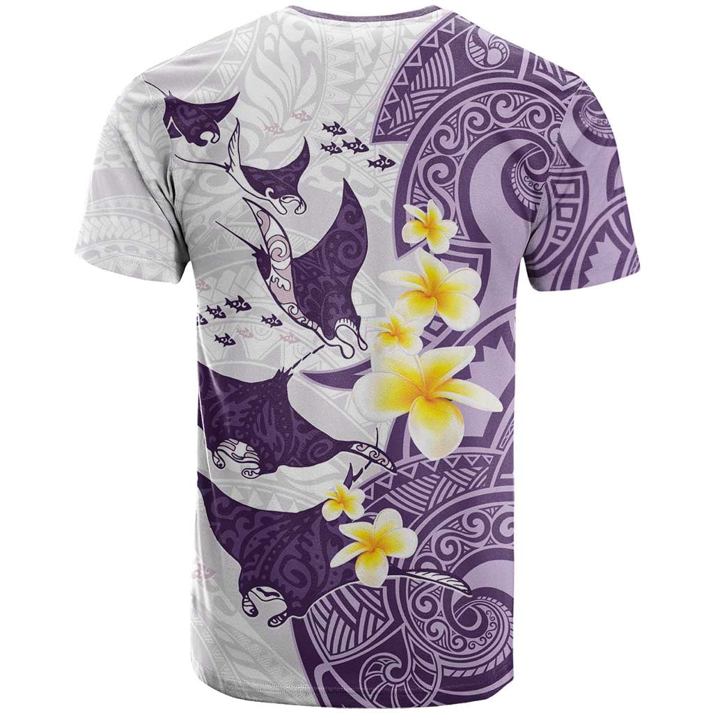 Maori Manta Ray Plumeria Deep Purple T Shirt LT01 - Polynesian Pride