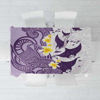 Maori Manta Ray Plumeria Deep Purple Tablecloth LT01 Purple - Polynesian Pride
