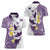 Maori Manta Ray Plumeria Deep Purple Women Polo Shirt