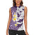 Maori Manta Ray Plumeria Deep Purple Women Sleeveless Polo Shirt