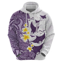 Maori Manta Ray Plumeria Deep Purple Zip Hoodie LT01 - Polynesian Pride