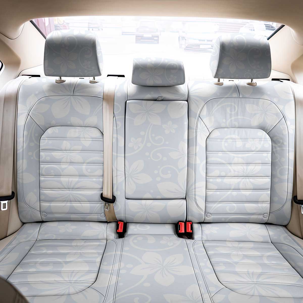 Plumeria Floral White Sunday Back Car Seat Cover LT01 - Polynesian Pride