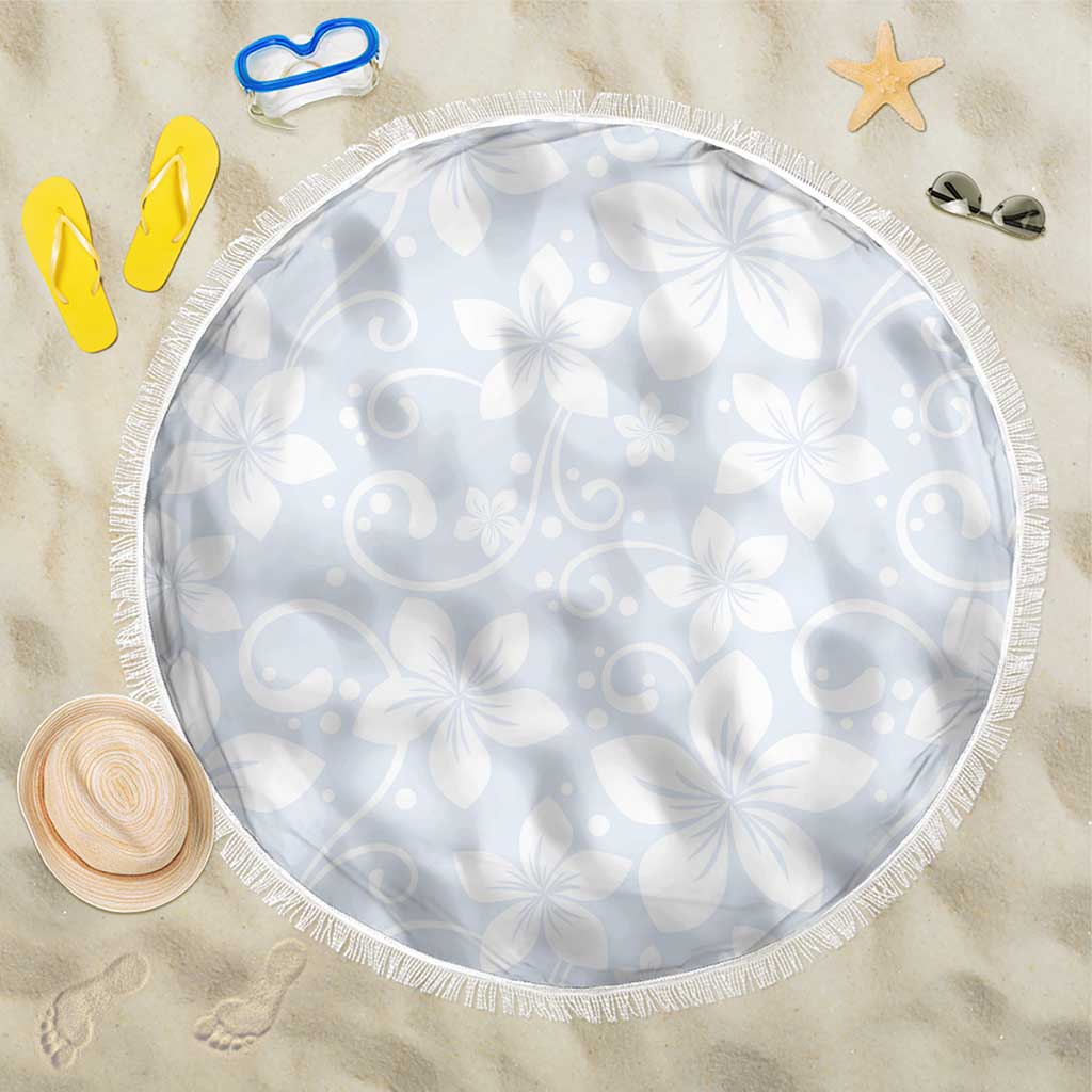 Plumeria Floral White Sunday Beach Blanket LT01 One Size 150cm White - Polynesian Pride