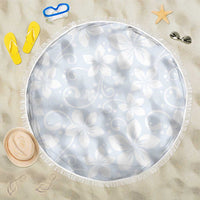 Plumeria Floral White Sunday Beach Blanket LT01 One Size 150cm White - Polynesian Pride