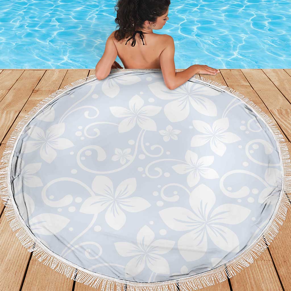 Plumeria Floral White Sunday Beach Blanket LT01 - Polynesian Pride