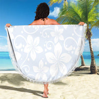 Plumeria Floral White Sunday Beach Blanket LT01 - Polynesian Pride