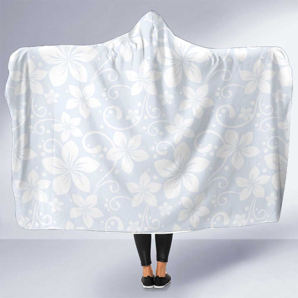 Plumeria Floral White Sunday Hooded Blanket LT01 One Size White - Polynesian Pride