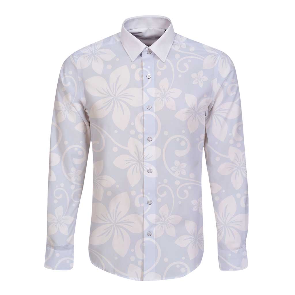 Plumeria Floral White Sunday Long Sleeve Button Shirt LT01 Unisex White - Polynesian Pride