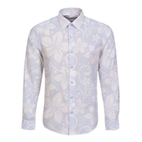 Plumeria Floral White Sunday Long Sleeve Button Shirt LT01 Unisex White - Polynesian Pride