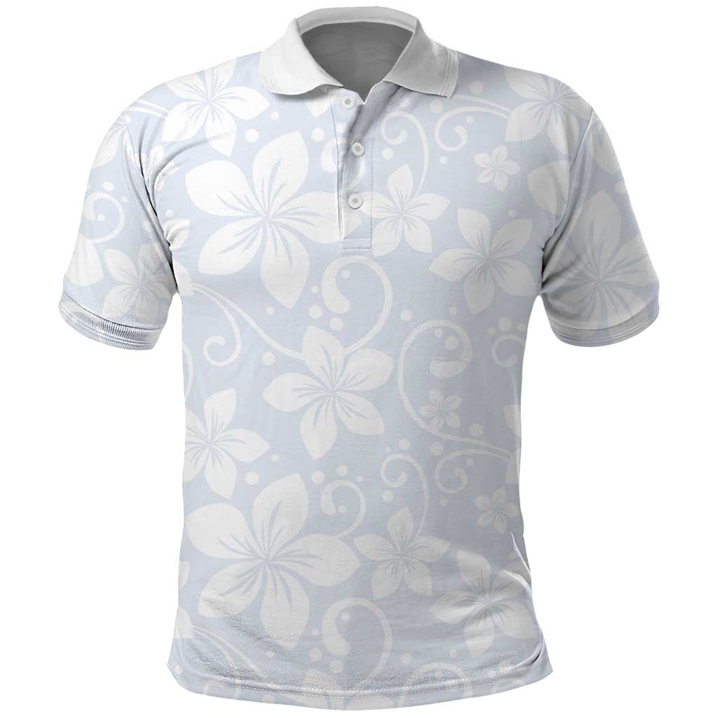Plumeria Floral White Sunday Polo Shirt LT01 White - Polynesian Pride