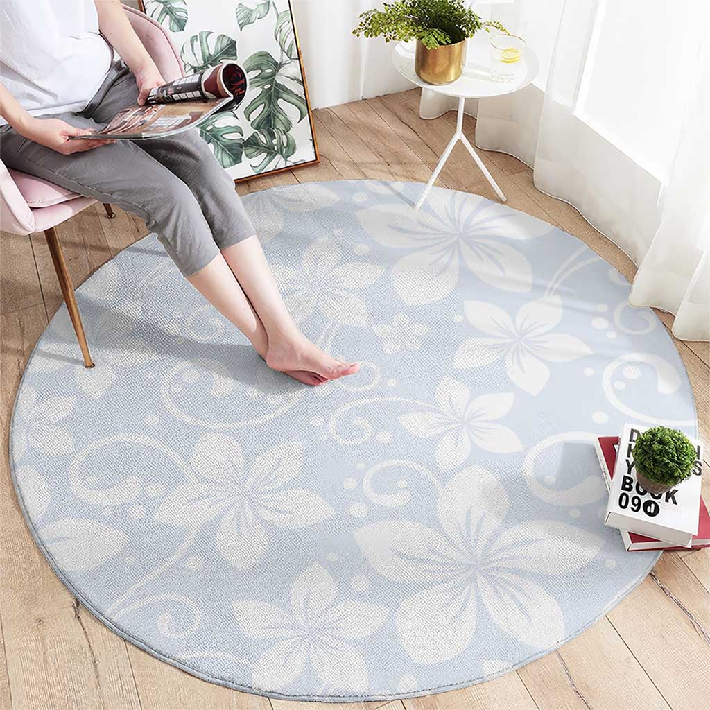 Plumeria Floral White Sunday Round Carpet LT01 - Polynesian Pride
