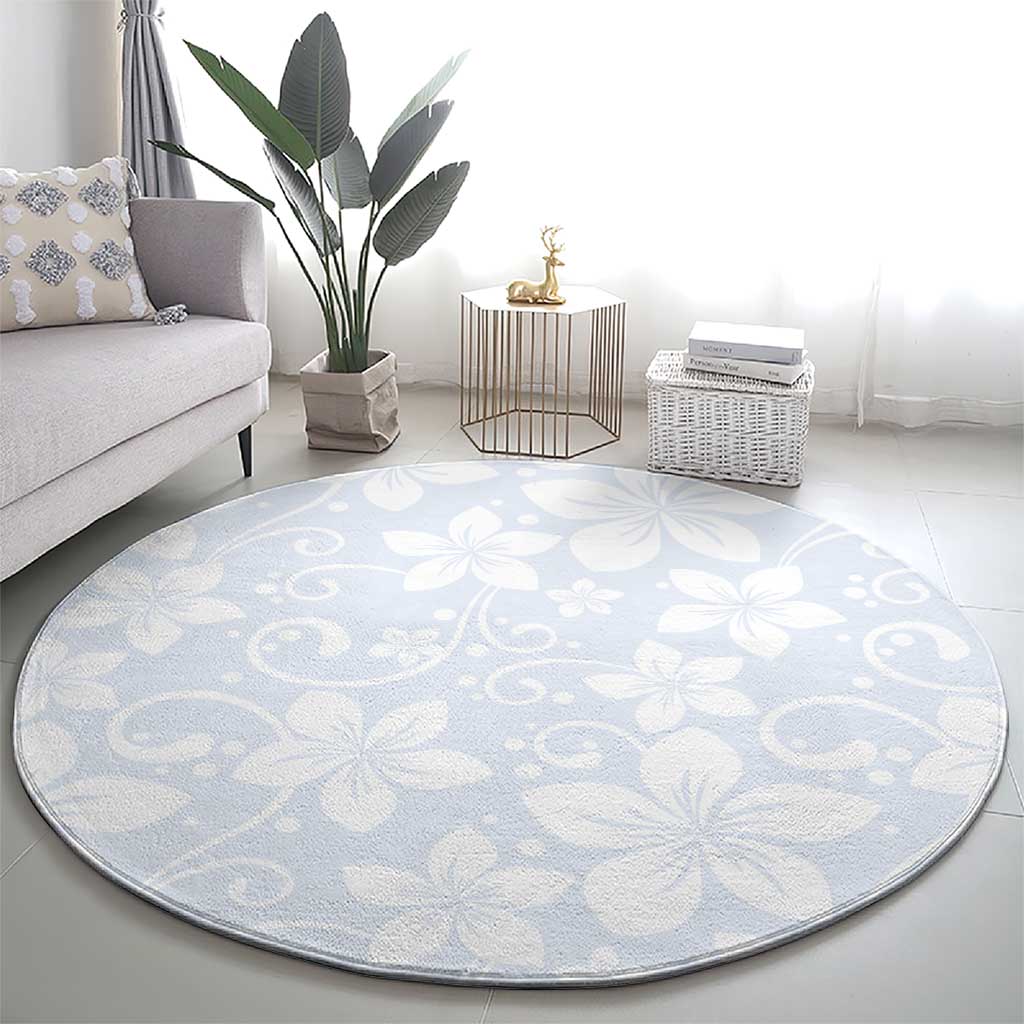 Plumeria Floral White Sunday Round Carpet LT01 - Polynesian Pride