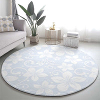 Plumeria Floral White Sunday Round Carpet LT01 - Polynesian Pride