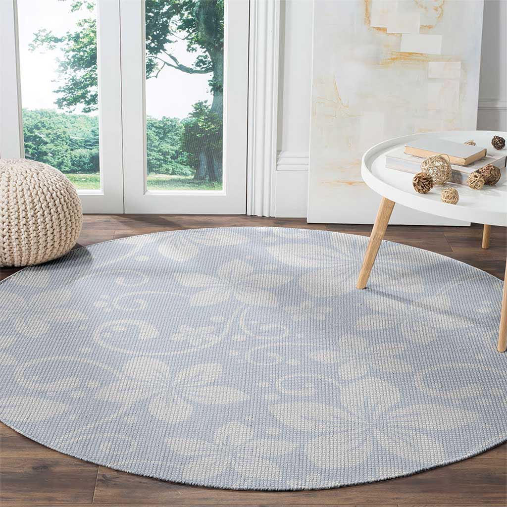 Plumeria Floral White Sunday Round Carpet LT01 - Polynesian Pride