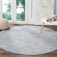 Plumeria Floral White Sunday Round Carpet LT01 - Polynesian Pride