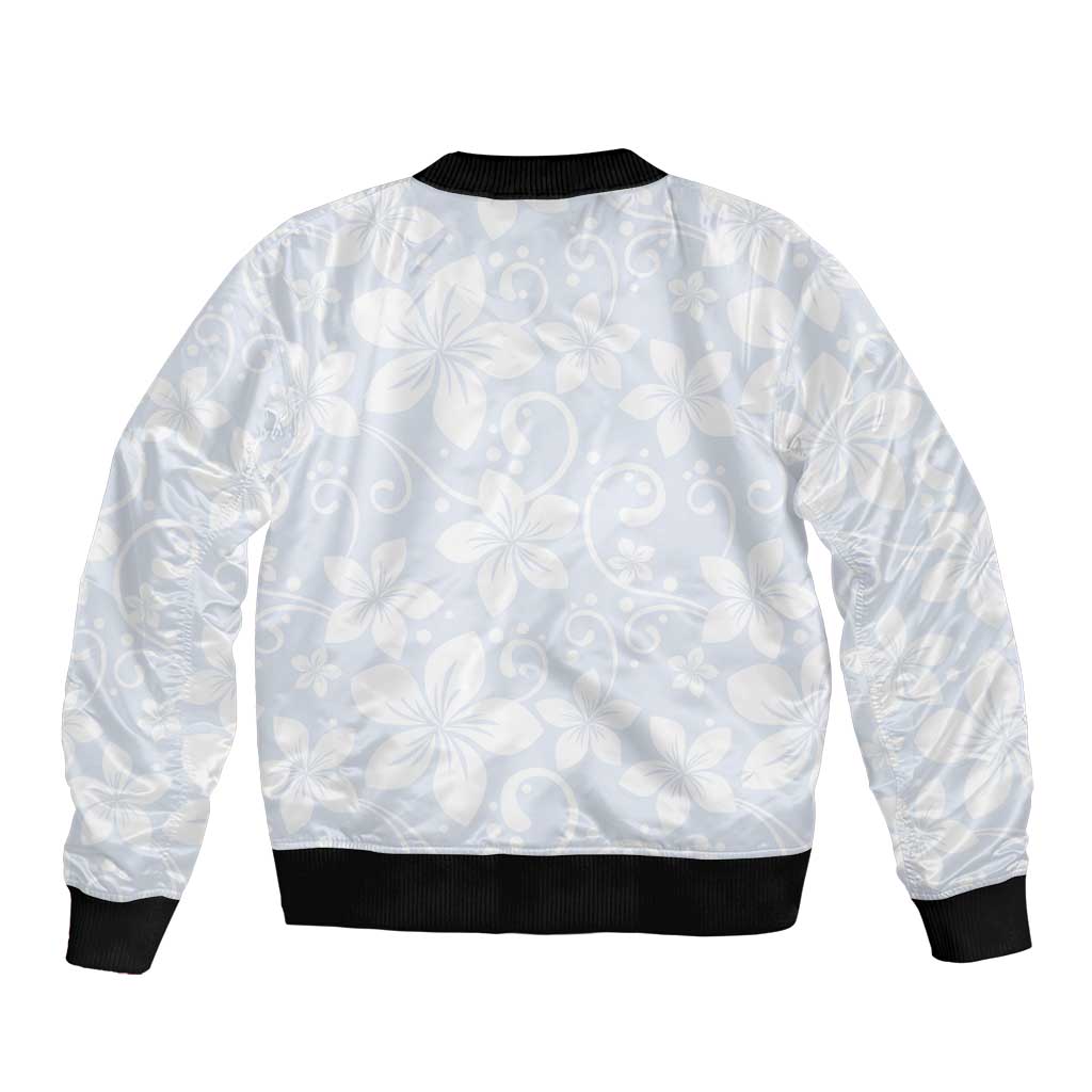 Plumeria Floral White Sunday Sleeve Zip Bomber Jacket LT01 - Polynesian Pride