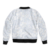 Plumeria Floral White Sunday Sleeve Zip Bomber Jacket LT01 - Polynesian Pride