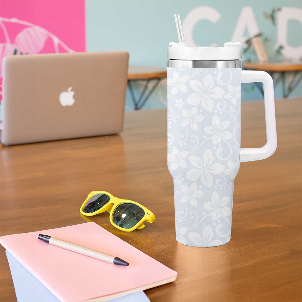Plumeria Floral White Sunday Tumbler With Handle LT01 - Polynesian Pride