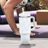 Plumeria Floral White Sunday Tumbler With Handle LT01 - Polynesian Pride
