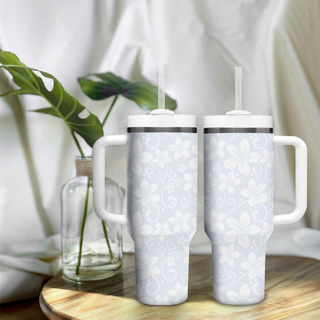 Plumeria Floral White Sunday Tumbler With Handle LT01 - Polynesian Pride