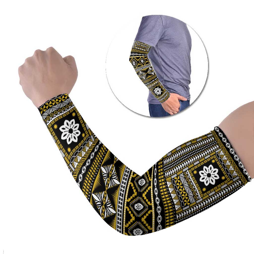 Fiji Masi Tapa Pattern Yellow Arm Sleeves LT01 Set of 2 Yellow - Polynesian Pride